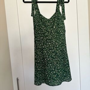 Green Springtime Babydoll Floral Dress